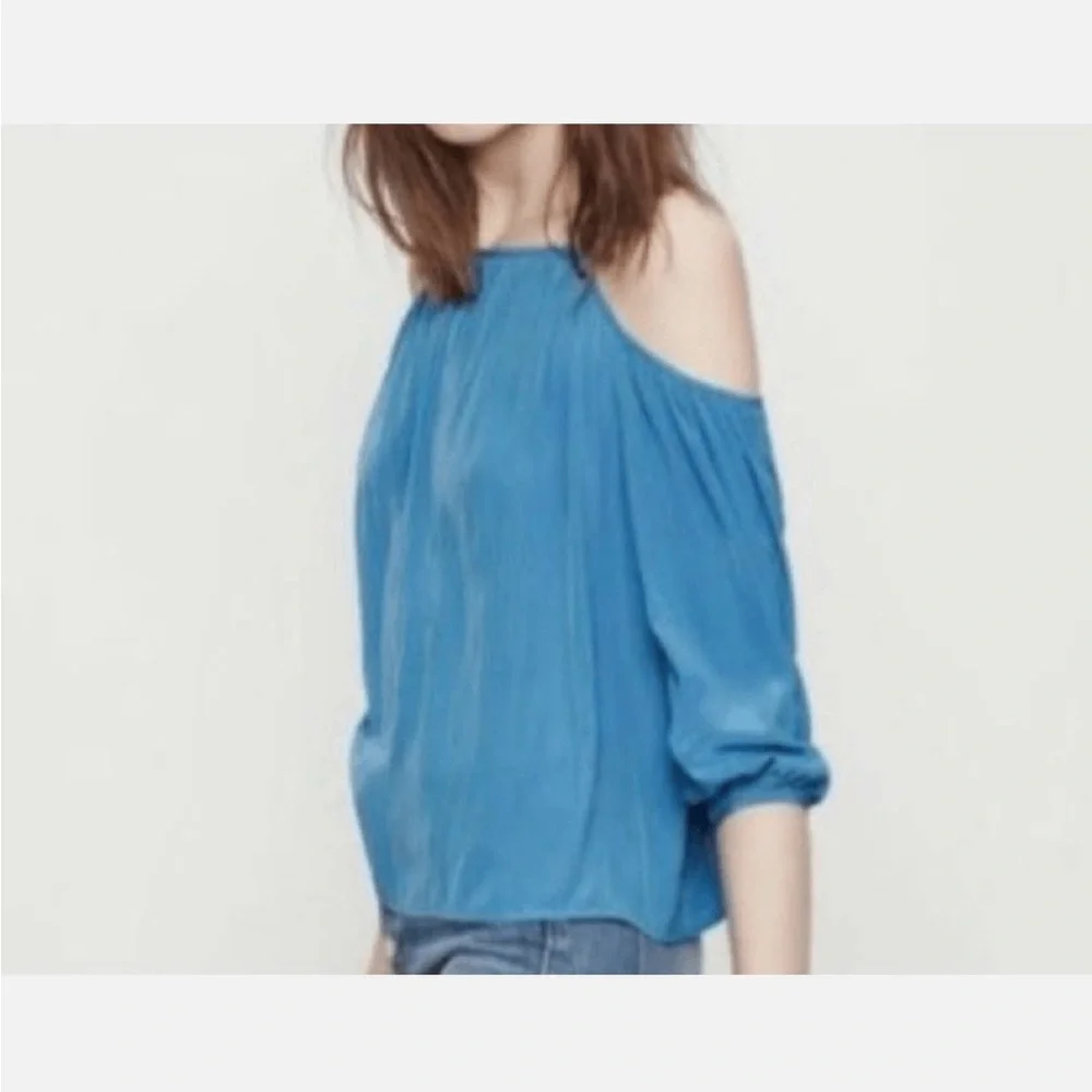 Maje royal blue cold shoulder top. - Picture 2 of 13